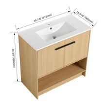 Load image into Gallery viewer, Modern Bathroom Vanity With Ceramic Sink, Freestanding Cabinet, Soft Closing Doors