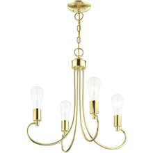 Load image into Gallery viewer, 20" Four Light Dimmable Chandelier With Shades - Brass
