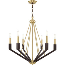 Load image into Gallery viewer, 27" Six Light Dimmable Chandelier With Shades - Bronze
