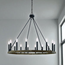 Load image into Gallery viewer, 40" Candle Style Multi Light Metal Dimmable Chandelier - Brown / Black