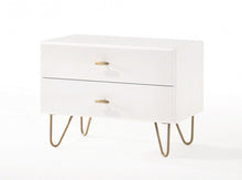 Load image into Gallery viewer, Contemporary Nightstand With Two Drawers - White And Gold