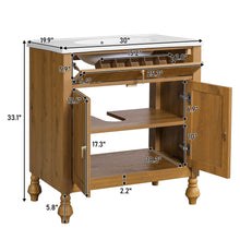 Load image into Gallery viewer, Bathroom Vanity With Seashell Resin Sink, Flip Up Storage, Soft Close Doors - Brown