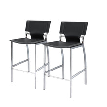 Load image into Gallery viewer, 29" Metal And Faux Leather Low Back Bar Height Bar Chairs (Set of 2) - Gray