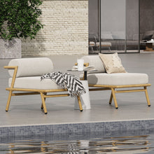 Load image into Gallery viewer, La Fiora - Outdoor Patio Iron Club Chair (Set of 2) - Off White / Teak