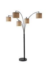 Load image into Gallery viewer, Five Light Tree Floor Lamp With Beige Solid Color Drum Shade - Black / Bronze