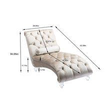 Load image into Gallery viewer, Velvet Chaise Lounge Indoor, Button Tufted Upholstered Chaise Lounge Chair With Pillow