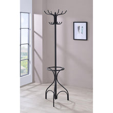 Load image into Gallery viewer, 12 Hook Coat Rack With Umbrella Holder - Black