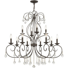 Load image into Gallery viewer, Twelve Light Metal Dimmable Chandelier With Shades - Bronze / Clear