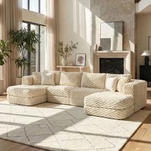 Load image into Gallery viewer, Modular Sectional Sofa, Boneless Couch With 2 Movable Ottomans
