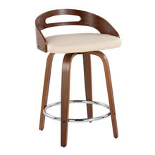 Load image into Gallery viewer, Cassis - Mid-Century Modern Fixed Height Counter Stool With Swivel (Set of 2) - Beige / Walnut