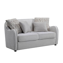 Load image into Gallery viewer, Linen Curved Loveseat And Toss Pillows - Beige / Black