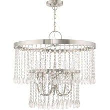 Load image into Gallery viewer, 23" Five Light Dimmable Chandelier With Shades - Nickel / Pearl Silver