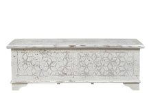 Load image into Gallery viewer, Solid Wood Geometric Storage Ottoman - White / Rustic