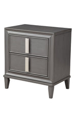 Load image into Gallery viewer, Two Drawer Contemporary Wood Nightstand - Dark Gray