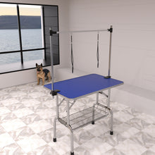 Load image into Gallery viewer, Folding Dog Pet Grooming Table Stainless Steel Frame Rubber Mat On Board With Adjustable Arm And Clamps Pet Dog Cat Grooming Table