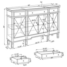 Load image into Gallery viewer, Battista - Mirrored 3 Drawer Wine Cabinet - Silver