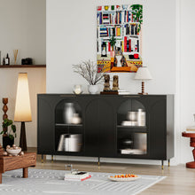 Load image into Gallery viewer, Accent Cabinet Lacquered Wooden Cabinet With 4 Glass Doors Sideboard Buffet Server Cabinet Storage Cabinet, For Living Room, Entryway, Hallway, Office, Kitchen And Dining Room