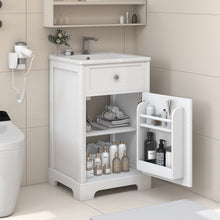 Load image into Gallery viewer, 20" Bathroom Vanity With Sink, Soft Closing Cabinet Door, Adjustable Shelf & Storage Rack - White