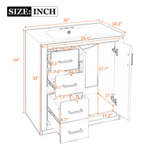 Load image into Gallery viewer, Ceramic Sink Combo, Freestanding Vanity Set With 3 Drawers & Soft Closing Doors