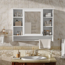 Load image into Gallery viewer, Modern Wall Mounted Mirror Cabinet With Adjustable Shelf, Soft Close Door, And Towel Bar