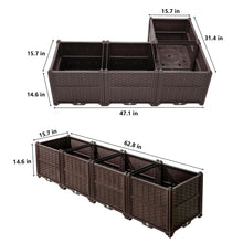 Load image into Gallery viewer, Indoor / Outdoor Rectangular Plastic Planting Box Kit For Vegetables, Herbs, Flowers & Succulents, Coffee, Polypropylene, 62.80" - Coffee