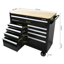 Load image into Gallery viewer, 9 Drawer Multifunctional Steel Tool Cart With Wheels And Wooden Top