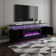 Load image into Gallery viewer, Wood Fireplace Entertainment Center With Fireplace (723795) - Black