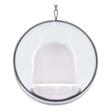 Load image into Gallery viewer, Acrylic And Faux Leather Hanging Balloon Chair - White And Silver