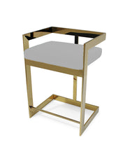 Load image into Gallery viewer, 26" Metal And Velvet Low Back Counter Height Bar Chair - Gold / Gray