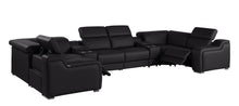 Load image into Gallery viewer, Leather Power Reclining U Shaped 8 Piece Corner Sectional With Console - Black