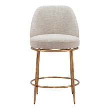 Load image into Gallery viewer, 24" Fabric And Steel Counter Height Swivel Bar Chair - Beige / Gold