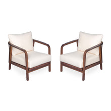 Load image into Gallery viewer, Outdoor Lounge Chair With Woven Backrest, Solid Wood Frame, Comfortable Cushions