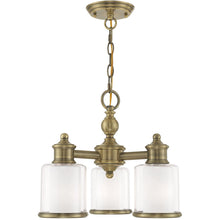 Load image into Gallery viewer, 14'' Three Light Dimmable Chandelier With Shades - Antiqued Brass