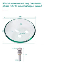 Load image into Gallery viewer, Artistic Tempered Glass Vessel Sink With Pop Up Drain