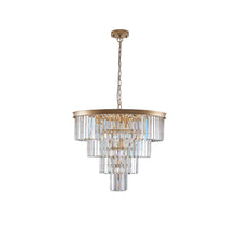 Load image into Gallery viewer, Metal Twelve Light Chandelier With Shades - Gold