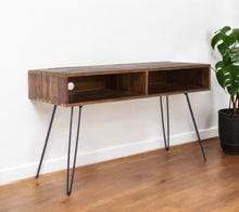 Load image into Gallery viewer, 48" Metal And Reclaimed Wood Open Shelving TV Stand - Black And Brown