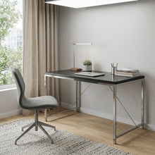 Load image into Gallery viewer, 54" Black and Silver Wood and Stainless Steel Writing Desk