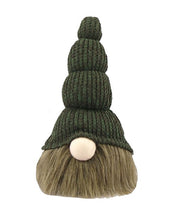 Load image into Gallery viewer, Chunky Knit Hat Fabric Sitting Gnome Sculpture - Green