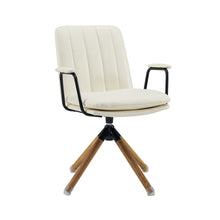 Load image into Gallery viewer, Faux Leather And Brown Swivel Arm Chair 23" - Off White
