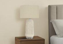 Load image into Gallery viewer, 31" Cream Ceramic Geometric Table Lamp With Beige Drum Shade