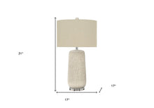 Load image into Gallery viewer, 31" Cream Ceramic Geometric Table Lamp With Beige Drum Shade