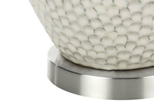 Load image into Gallery viewer, 28" White and Silver Ceramic Round Table Lamp With Cream Drum Shade