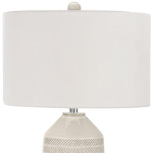 Load image into Gallery viewer, 33" Ivory Ceramic Geometric Table Lamp With Cream Drum Shade