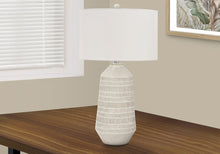 Load image into Gallery viewer, 33" Ivory Ceramic Geometric Table Lamp With Cream Drum Shade