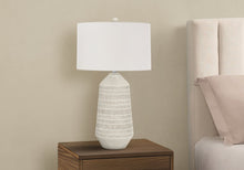 Load image into Gallery viewer, 33" Ivory Ceramic Geometric Table Lamp With Cream Drum Shade