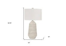 Load image into Gallery viewer, 33" Ivory Ceramic Geometric Table Lamp With Cream Drum Shade