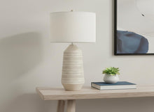 Load image into Gallery viewer, 33" Ivory Ceramic Geometric Table Lamp With Cream Drum Shade