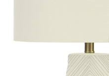 Load image into Gallery viewer, 29" White Ceramic Geometric Table Lamp With Ivory Drum Shade