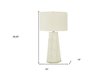 Load image into Gallery viewer, 29" White Ceramic Geometric Table Lamp With Ivory Drum Shade