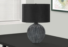 Load image into Gallery viewer, 23" Black Ceramic Round Table Lamp With Black Drum Shade